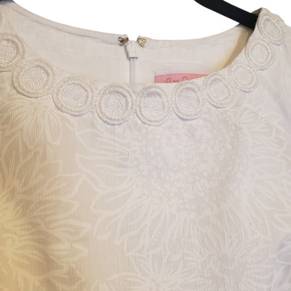 Lilly Pulitzer Shift Dress Resort White Floral Size 0 Mini Embellished - Picture 11 of 15